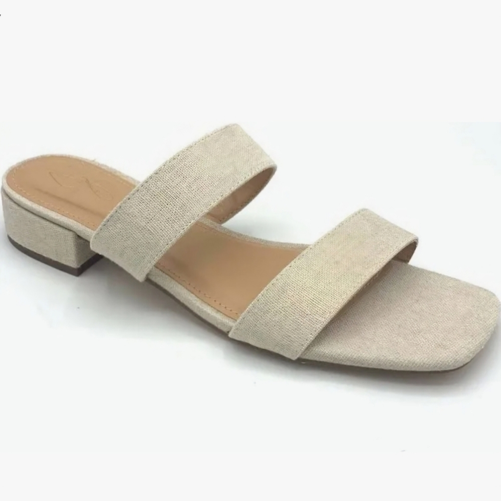 Joie Nolita Beige Linen Strap Block Heel Sandals – Size 7.5